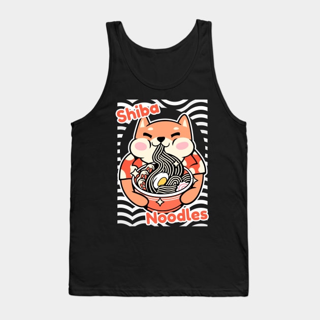 Shiba Noodles With a Ramen Theme for Dog Lover Tank Top by All About Midnight Co